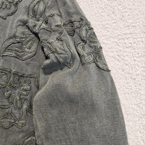 Chico's Full Zip Embroidered Cotton Jacket Chico's Size 1 (S) Moss Green - Picture 4 of 10